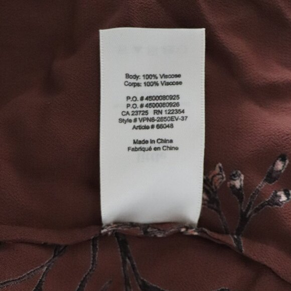 Little Moon Aritzia Ruffled V-Neck Sheer Lrg Floral Cinched Tie Front Blouse - Picture 12 of 12